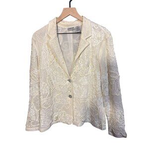 Chicos Size 8‎ Lace Embroidered Jacket With Button Closure
